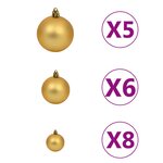 vidaXL Arbre de Noël artificiel d'angle LED et boules Vert 210 cm PVC