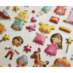 Autocollants réutilisables - Relief 3D - Princesses - Paillettes