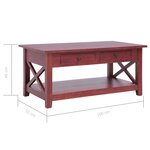vidaXL Table basse Marron 100x55x46 cm Bois d'acajou massif