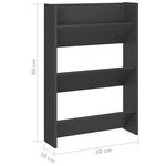 vidaXL Armoire à chaussures murale Gris 60x18x90 cm Aggloméré