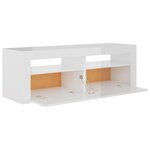 vidaXL Meuble TV avec lumières LED blanc brillant 120x35x40 cm