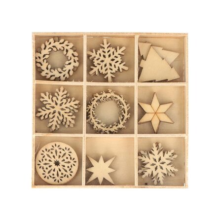 Set 9X3 Silhouettes Flocons - 2 5X0 2 Cm - Bois