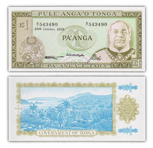 Billet de collection 1 pa'anga 1982 tonga - neuf - p19c