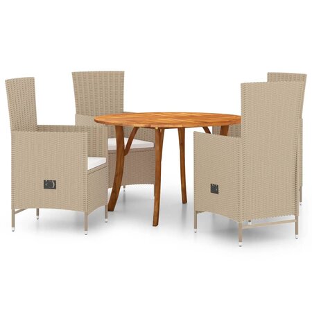 vidaXL Ensemble de salle à manger de jardin 5 Pièces Beige