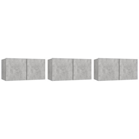 vidaXL Meubles TV suspendus 3 Pièces Gris béton 60x30x30 cm