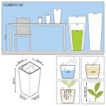 LECHUZA Jardinière Cubico 30 ALL-IN-ONE Blanc haute brillance 18181