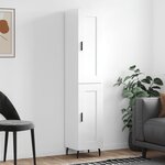 vidaXL Buffet haut Blanc brillant 34 5x34x180 cm Bois d'ingénierie