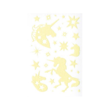 56 stickers phosphorescents et pailletés - licornes
