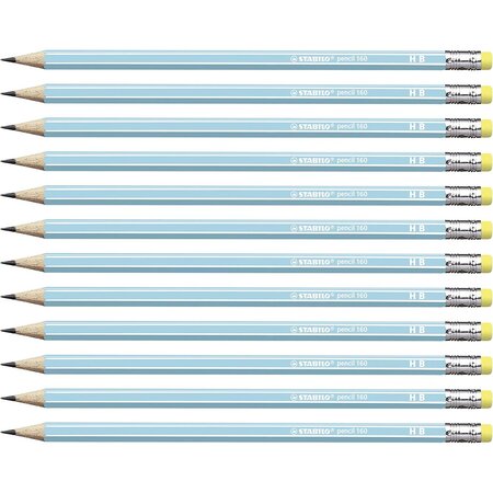 Crayon graphite pencil 160 bout gomme hb - bleu clair x 12 stabilo
