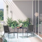 vidaXL Mobilier de salle à manger d'extérieur 3 Pièces Acier Noir