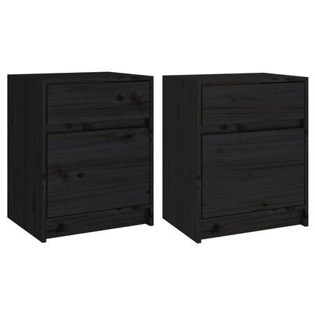 vidaXL Tables de chevet 2 Pièces Noir 40x31x50 cm Bois de pin massif