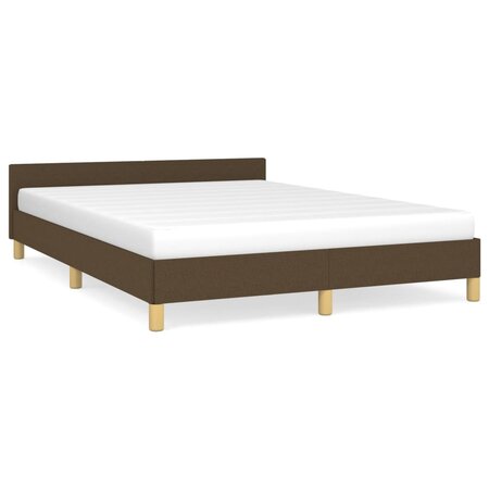 vidaXL Cadre de lit avec tête de lit Marron foncé 140x190 cm Tissu