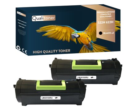 Qualitoner lot de x2 toners 522h 622h noir compatible pour lexmark