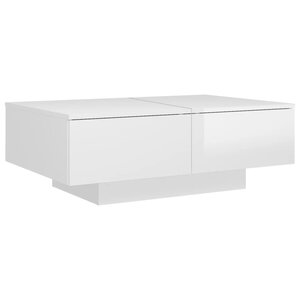 vidaXL Table basse Blanc brillant 90x60x31 cm Aggloméré