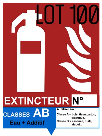 Autocollant vinyl - signalétique extincteur ab eau + additif - l.150 x h.200 mm uttscheid x 100