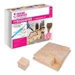 Coffret pyrogravure + 16 cubes en bois 6 cm