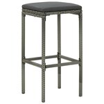 vidaXL Ensemble de bar de jardin 7 Pièces et coussins Résine tressée Gris