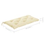 vidaXL Banc de jardin avec coussin blanc crème 112 cm Bois de teck