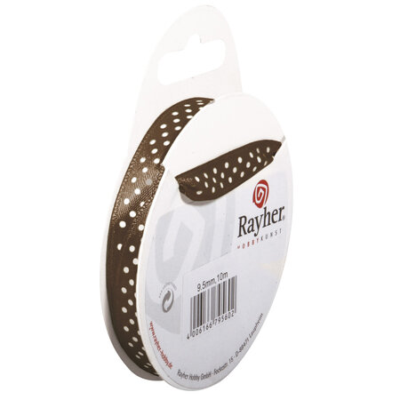 Ruban satin à pois Taupe 9 5 mm 10 m