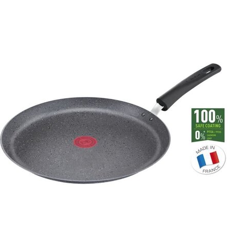 TEFAL G2663802 Natural Force Poele a crepe 25cm, Induction, Revetement Mineralia+, Thermo-Signal, Cuisson saine, Fabriqué en France