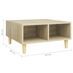 vidaXL Table basse Chêne sonoma 60x60x30 cm Aggloméré