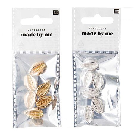 12 perles coquillages dorées et argentées