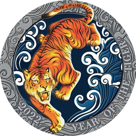 TIGER Lunar Year argent monnaie 5 Cedis Ghana 2022