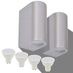 vidaXL Applique murale LED d'extérieur 2 pièces Ronde vers le bas/haut