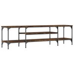 vidaXL Meuble TV chêne fumé 161x35x45 cm bois d'ingénierie et fer