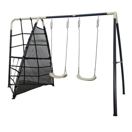 Aire de jeux avec balançoire double et portique Antraciet/crème