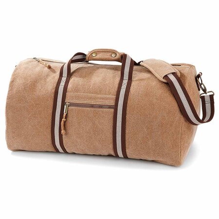 Sac de voyage toile look usé style vintage - beige sahara - qd613
