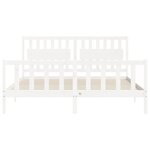 vidaXL Cadre de lit avec tête de lit blanc Super King Size bois massif