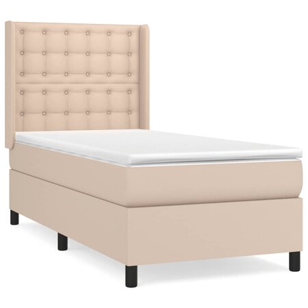 vidaXL Lit à sommier tapissier avec matelas Cappuccino 80x200 cm