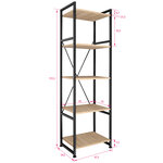 Tectake Etagère bibliothèque MANCHESTER style industriel 47,5 x 34,5 x 151,5 cm - bois clair industriel