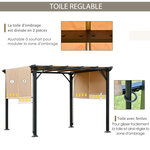 Pergola rétractable 3,05L x 3,05l x 2,2H m structure métal époxy anticorrosion noir double toile polyester haute densité beige