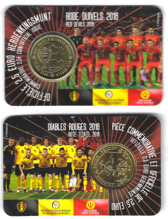 Monnaie 250 euros belgique 2018 - diables rouges en coincard