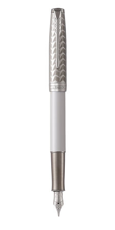 PARKER Sonnet stylo plume, métal et laque perle, attributs palladium, Plume fine 18 carats – Livré dans son écrin