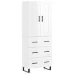 vidaXL Buffet haut Blanc brillant 69 5x34x180 cm Bois d'ingénierie