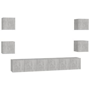 vidaXL Ensemble de meubles TV 7 Pièces Gris béton Aggloméré