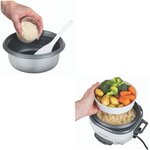 Russell Hobbs 27030-56 - Cuiseur Riz - 1200g - 300W - Panier Vapeur - Maintien au Chaud - Bol Antiadhésif Amovible - Noir et blanc