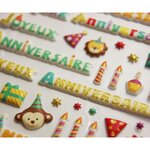 Autocollants réutilisables - Relief 3D - 'Joyeux Anniversaire' - Paillettes dorées