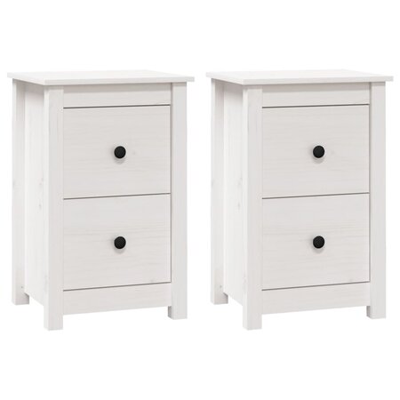 vidaXL Tables de chevet 2 Pièces Blanc 40x35x61 5 cm Bois de pin massif