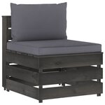 vidaXL Salon de jardin 7 Pièces avec coussins Bois imprégné de gris