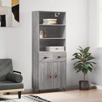 vidaXL Buffet haut Sonoma gris 69 5x34x180 cm Bois d'ingénierie