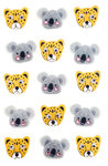 Stickers 3D Léopard et koalas papier et feutrine 14 pièces
