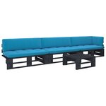 vidaXL Salon de jardin palette 4Pièces avec coussins pin imprégné de noir