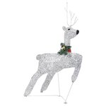 vidaXL Décoration de Noël Rennes et traîneau 100 LED Extérieur Argenté