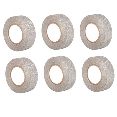 6 glitter tapes 5 m x 1 5 cm - argenté