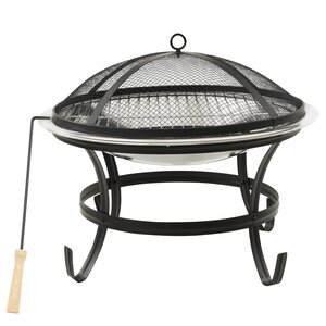 vidaXL Foyer et barbecue avec tisonnier 2 en 1 56x56x49 cm Inox