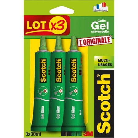 Lot de 3 colles transparentes gel universelles - scotch